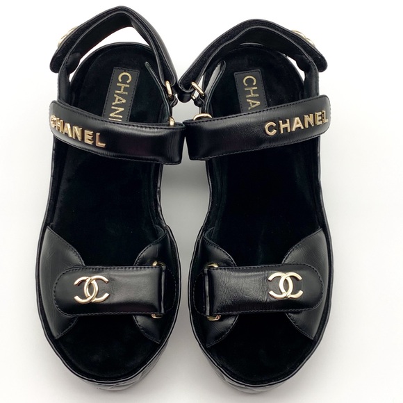 CHANEL Leather Wedge Strap Sandals - Picture 2 of 16